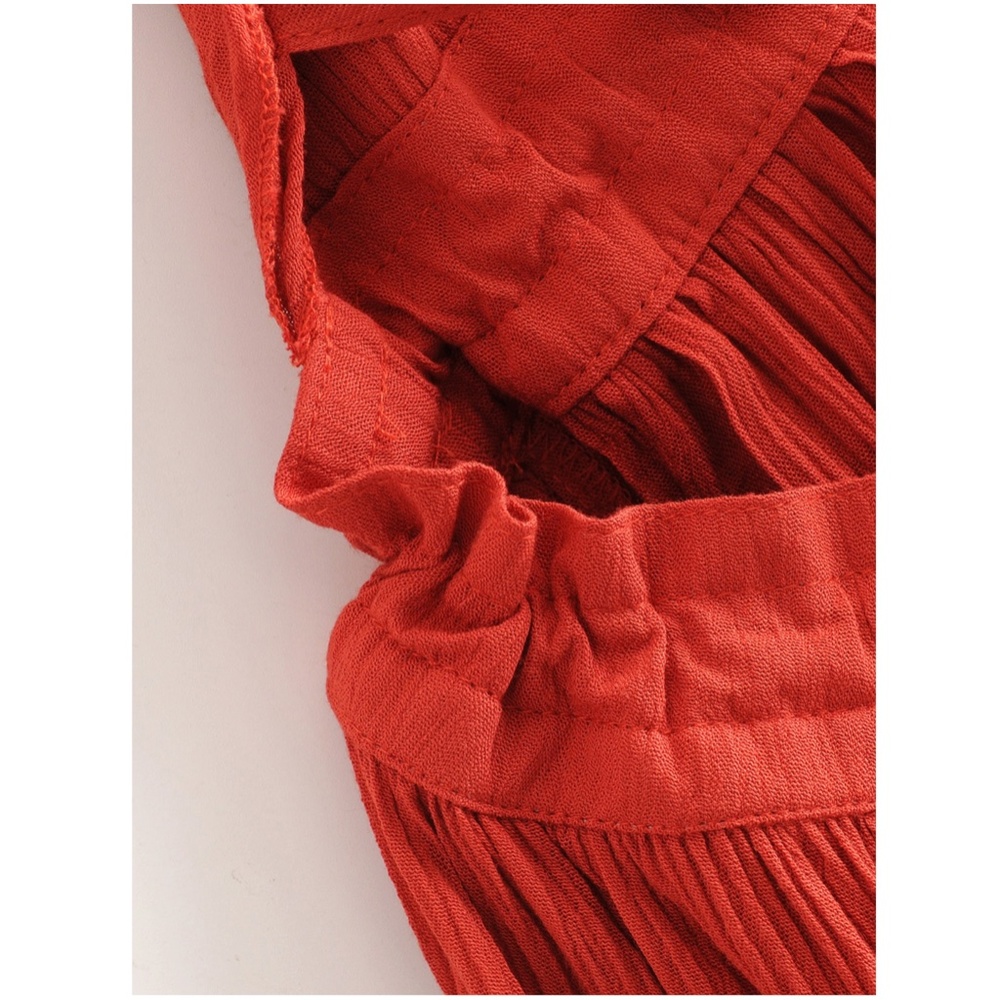 Backless Babydoll Short Dress in Burnt Orange - Picture 6 of 16